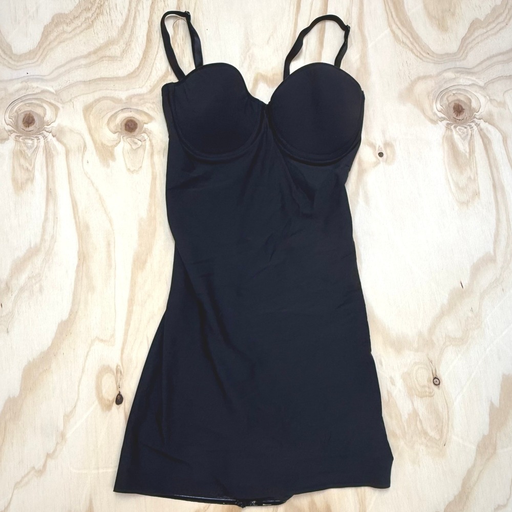 Naomi & Nicole Black Firm Control Shapewear Slip Underwire 36B Style 7777